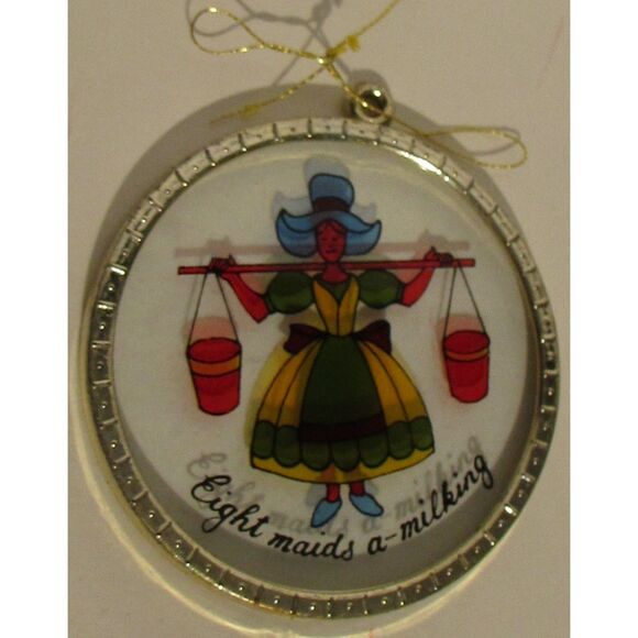 Vintage Christmas ornament eight maids a milking glass 12 days of Christmas - Picture 2 of 4